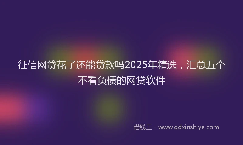 征信网贷花了还能贷款吗2025年精选，汇总五个不看负债的网贷软件