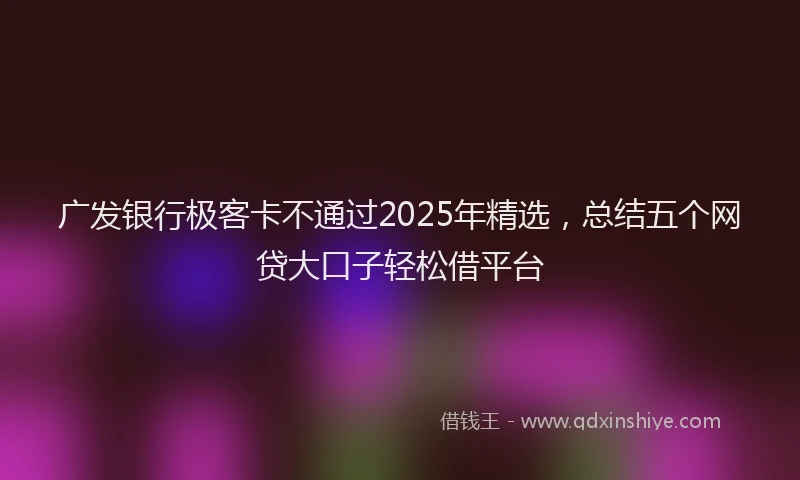 广发银行极客卡不通过2025年精选，总结五个网贷大口子轻松借平台