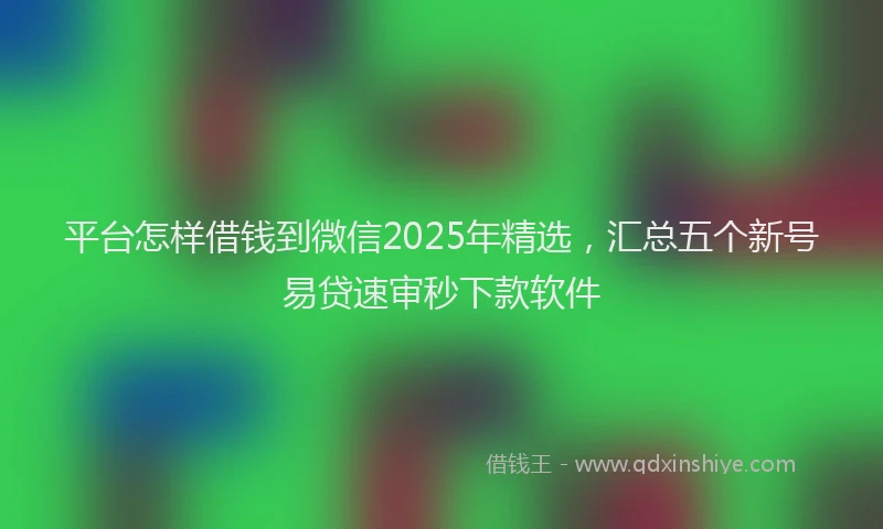 平台怎样借钱到微信2025年精选，汇总五个新号易贷速审秒下款软件