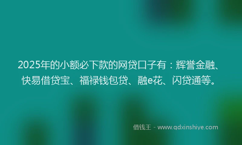 2025年的小额必下款的网贷口子有：辉誉金融、快易借贷宝、福禄钱包贷、融e花、闪贷通等。