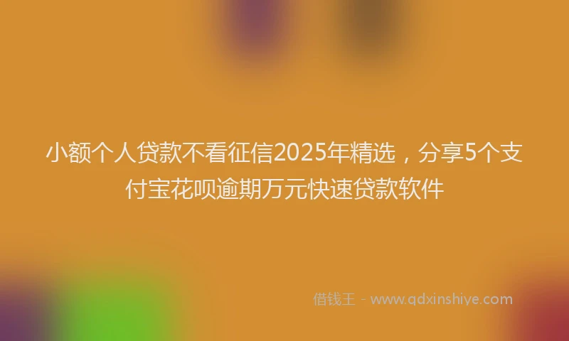 小额个人贷款不看征信2025年精选，分享5个支付宝花呗逾期万元快速贷款软件