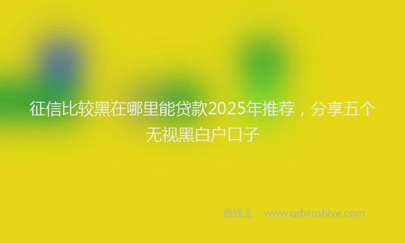 征信比较黑在哪里能贷款2025年推荐，分享五个无视黑白户口子