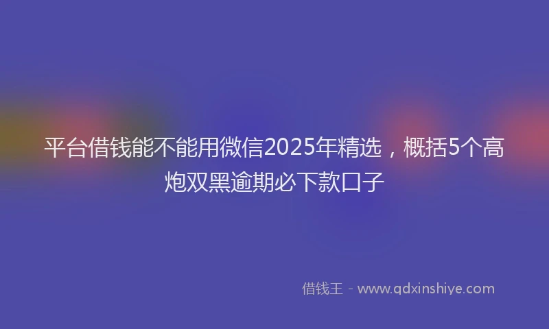 平台借钱能不能用微信2025年精选，概括5个高炮双黑逾期必下款口子