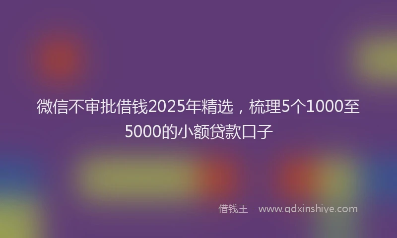 微信不审批借钱2025年精选，梳理5个1000至5000的小额贷款口子