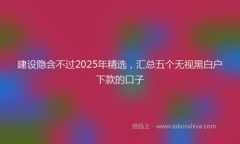 建设隐含不过2025年精选，汇总五个无视黑白户下款的口子