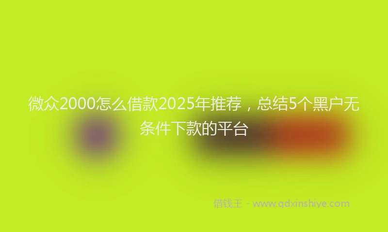 微众2000怎么借款2025年推荐，总结5个黑户无条件下款的平台