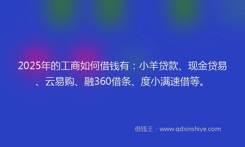 2025年的工商如何借钱有：小羊贷款、现金贷易、云易购、融360借条、度小满速借等。