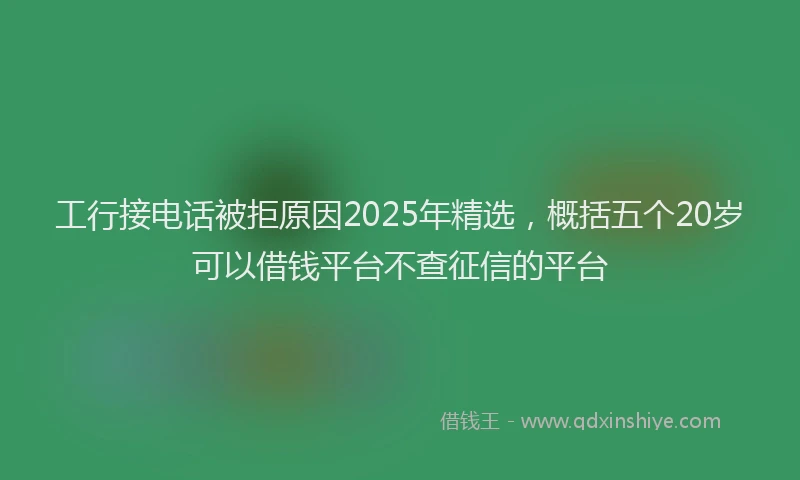 工行接电话被拒原因2025年精选，概括五个20岁可以借钱平台不查征信的平台