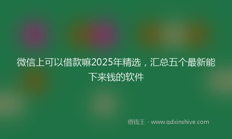微信上可以借款嘛2025年精选，汇总五个最新能下来钱的软件