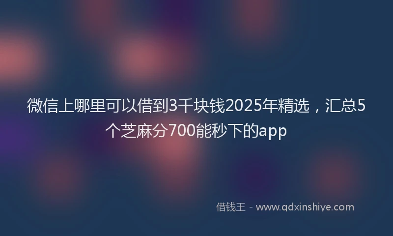 微信上哪里可以借到3千块钱2025年精选，汇总5个芝麻分700能秒下的app