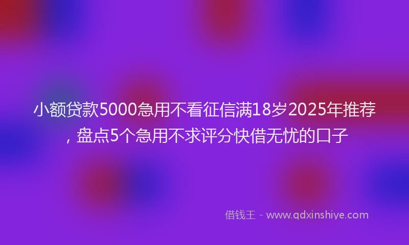 小额贷款5000急用不看征信满18岁2025年推荐，盘点5个急用不求评分快借无忧的口子