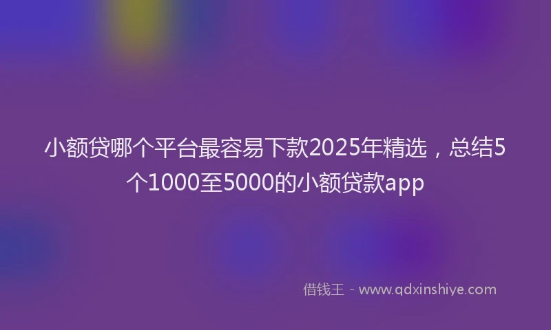 小额贷哪个平台最容易下款2025年精选，总结5个1000至5000的小额贷款app
