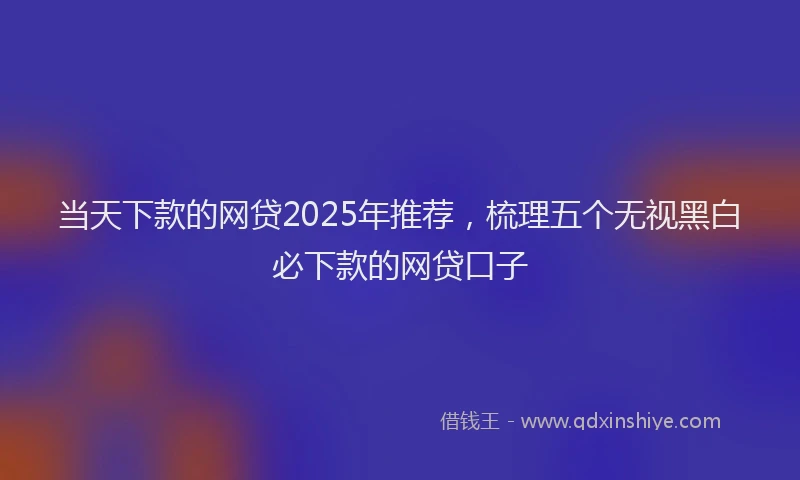 当天下款的网贷2025年推荐，梳理五个无视黑白必下款的网贷口子