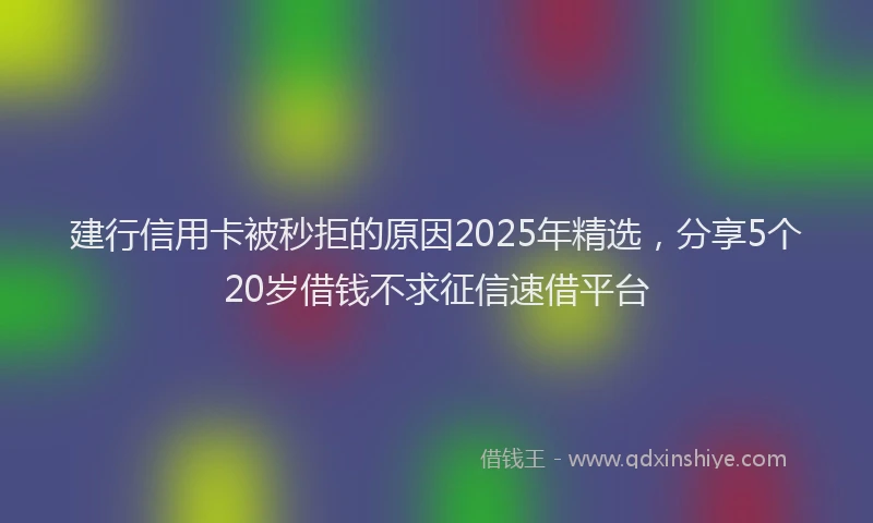 建行信用卡被秒拒的原因2025年精选，分享5个20岁借钱不求征信速借平台