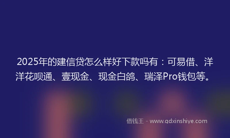 2025年的建信贷怎么样好下款吗有：可易借、洋洋花呗通、壹现金、现金白鸽、瑞泽Pro钱包等。