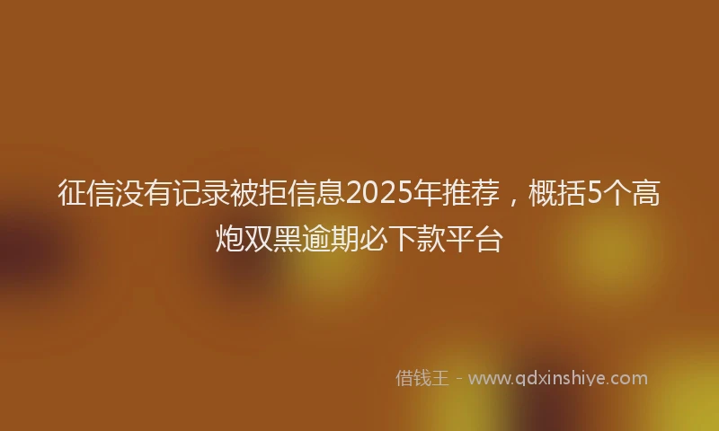 征信没有记录被拒信息2025年推荐，概括5个高炮双黑逾期必下款平台