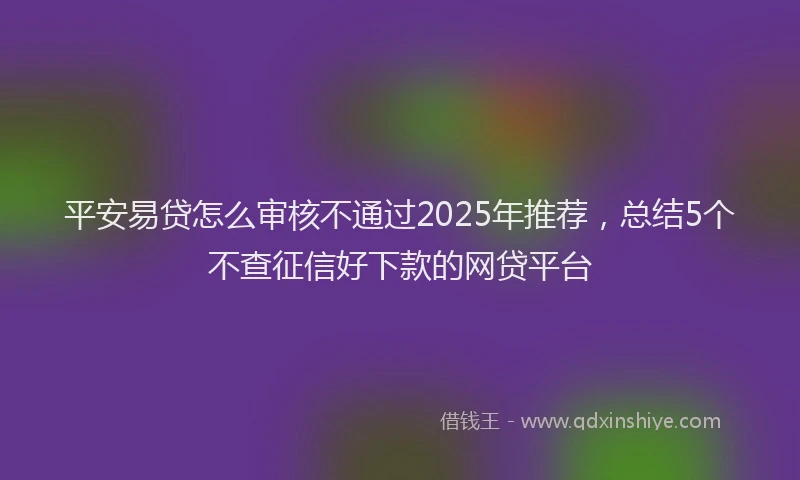 平安易贷怎么审核不通过2025年推荐，总结5个不查征信好下款的网贷平台