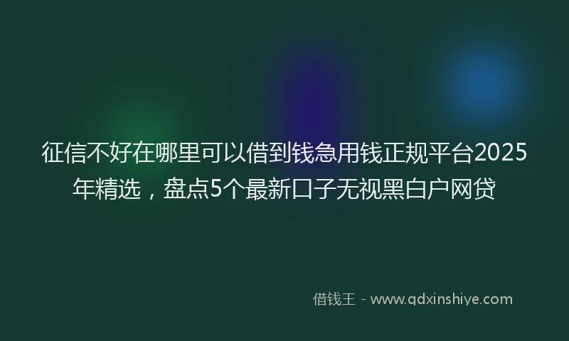 征信不好在哪里可以借到钱急用钱正规平台2025年精选，盘点5个最新口子无视黑白户网贷
