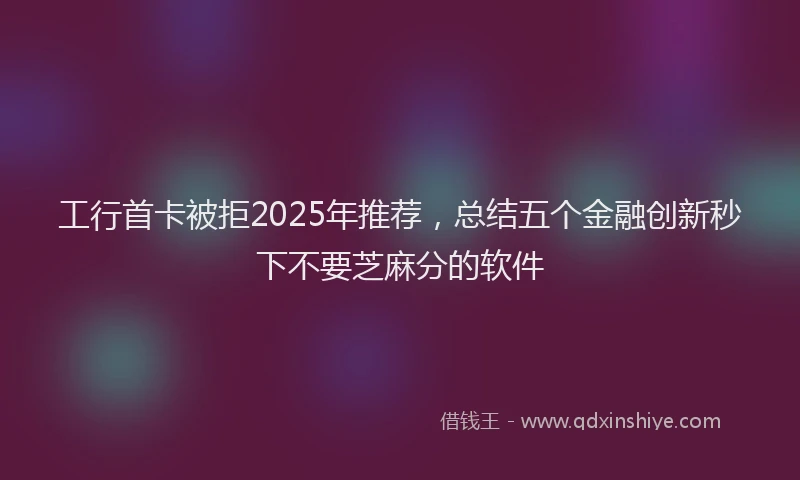 工行首卡被拒2025年推荐，总结五个金融创新秒下不要芝麻分的软件