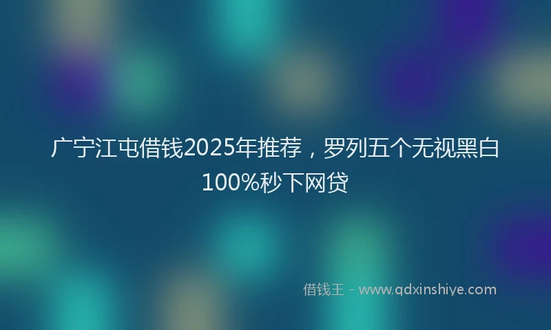 广宁江屯借钱2025年推荐，罗列五个无视黑白100%秒下网贷