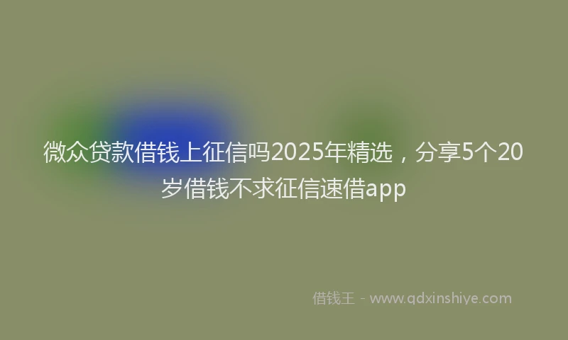 微众贷款借钱上征信吗2025年精选，分享5个20岁借钱不求征信速借app