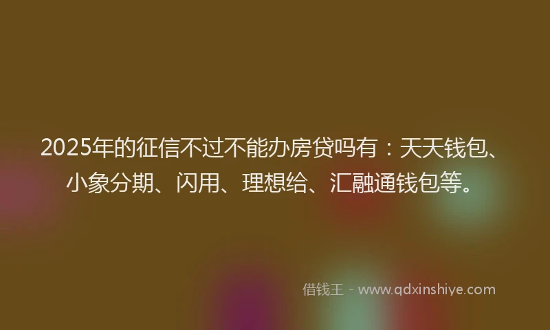 2025年的征信不过不能办房贷吗有：天天钱包、小象分期、闪用、理想给、汇融通钱包等。