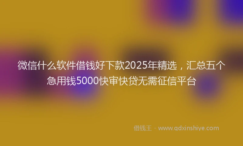 微信什么软件借钱好下款2025年精选，汇总五个急用钱5000快审快贷无需征信平台