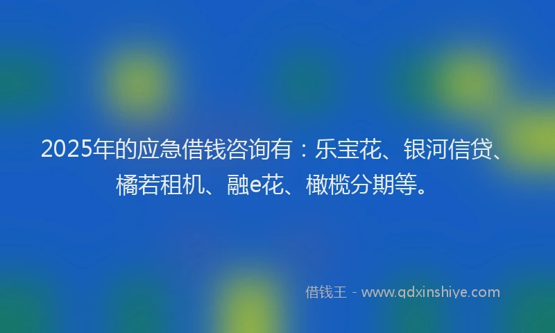 2025年的应急借钱咨询有：乐宝花、银河信贷、橘若租机、融e花、橄榄分期等。