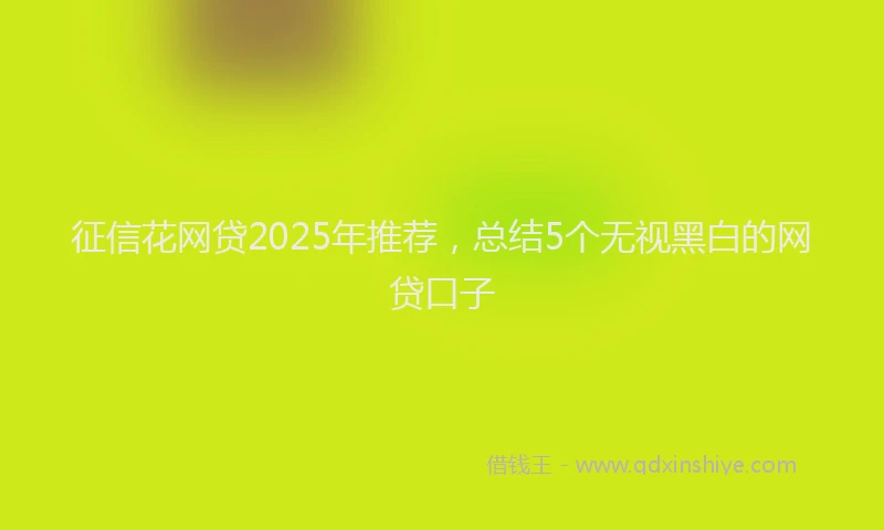 征信花网贷2025年推荐，总结5个无视黑白的网贷口子