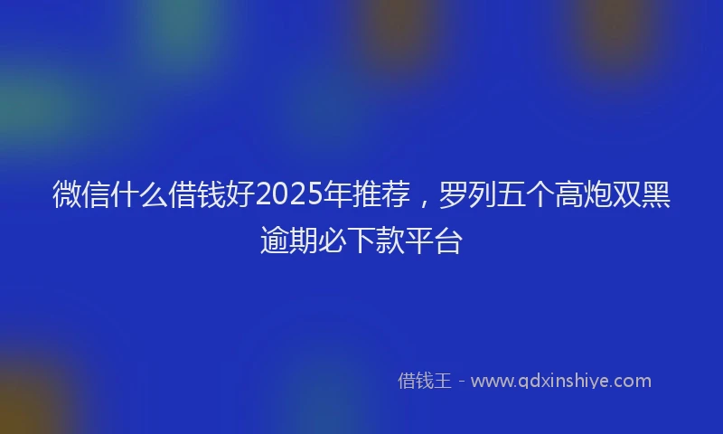 微信什么借钱好2025年推荐，罗列五个高炮双黑逾期必下款平台
