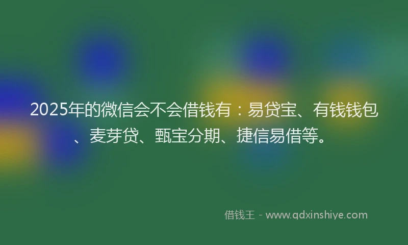 2025年的微信会不会借钱有：易贷宝、有钱钱包、麦芽贷、甄宝分期、捷信易借等。