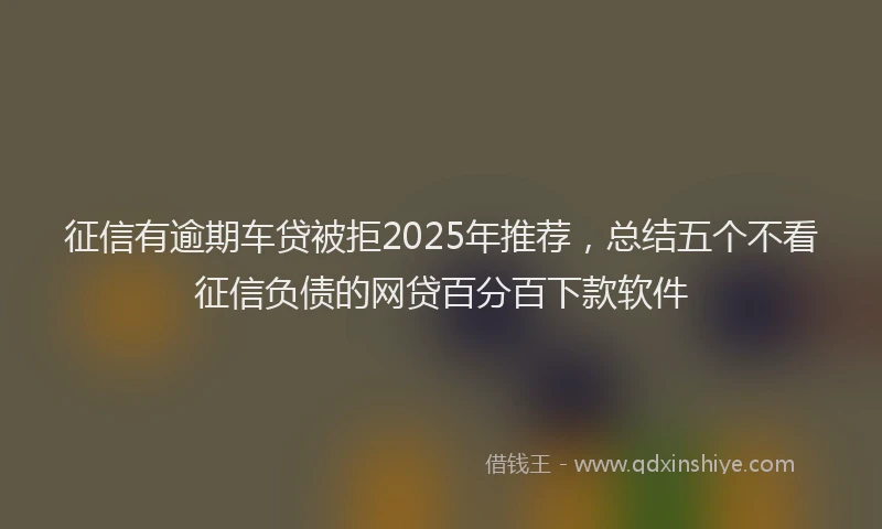 征信有逾期车贷被拒2025年推荐，总结五个不看征信负债的网贷百分百下款软件