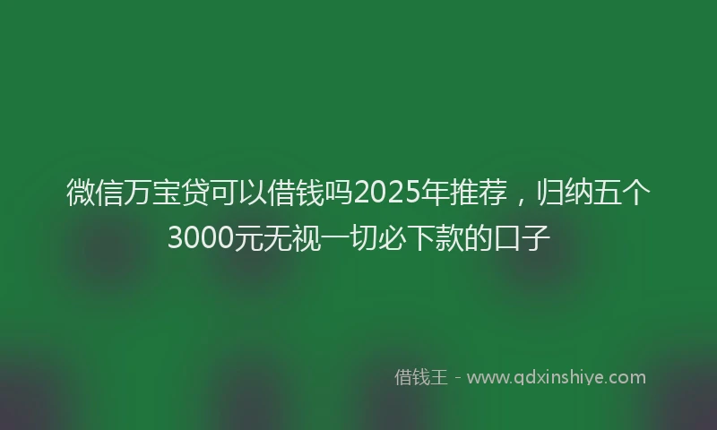 微信万宝贷可以借钱吗2025年推荐，归纳五个3000元无视一切必下款的口子