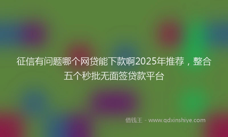 征信有问题哪个网贷能下款啊2025年推荐，整合五个秒批无面签贷款平台