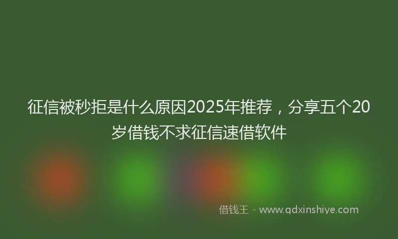 征信被秒拒是什么原因2025年推荐，分享五个20岁借钱不求征信速借软件