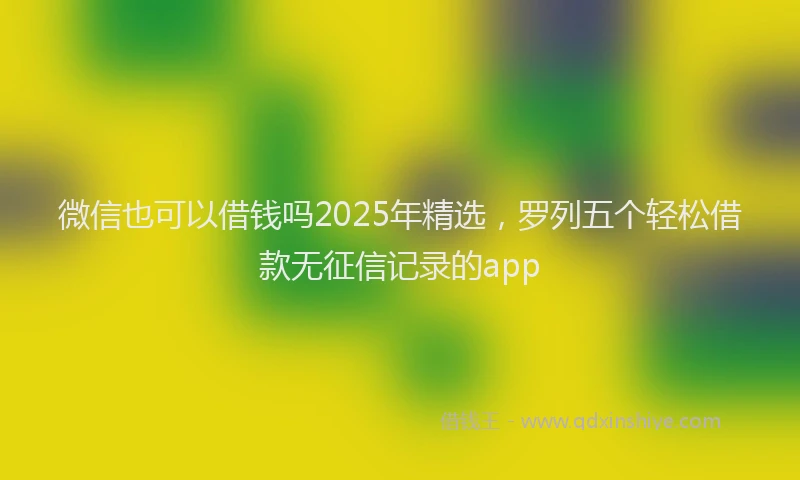 微信也可以借钱吗2025年精选，罗列五个轻松借款无征信记录的app