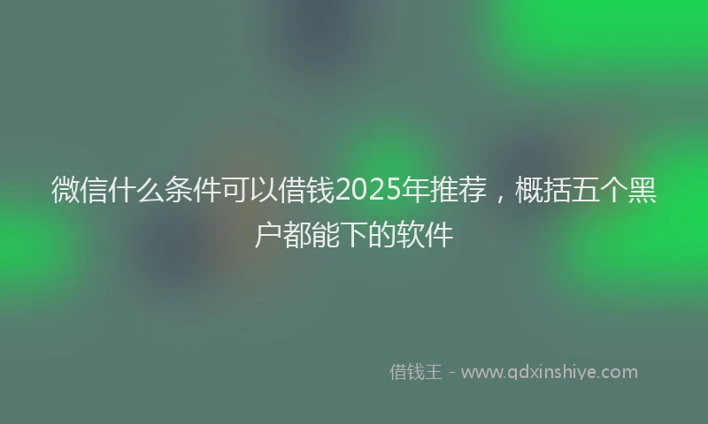微信什么条件可以借钱2025年推荐，概括五个黑户都能下的软件