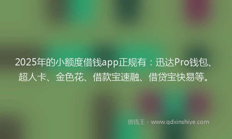 2025年的小额度借钱app正规有：迅达Pro钱包、超人卡、金色花、借款宝速融、借贷宝快易等。