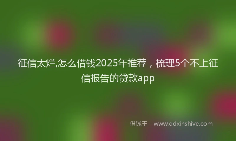 征信太烂,怎么借钱2025年推荐，梳理5个不上征信报告的贷款app