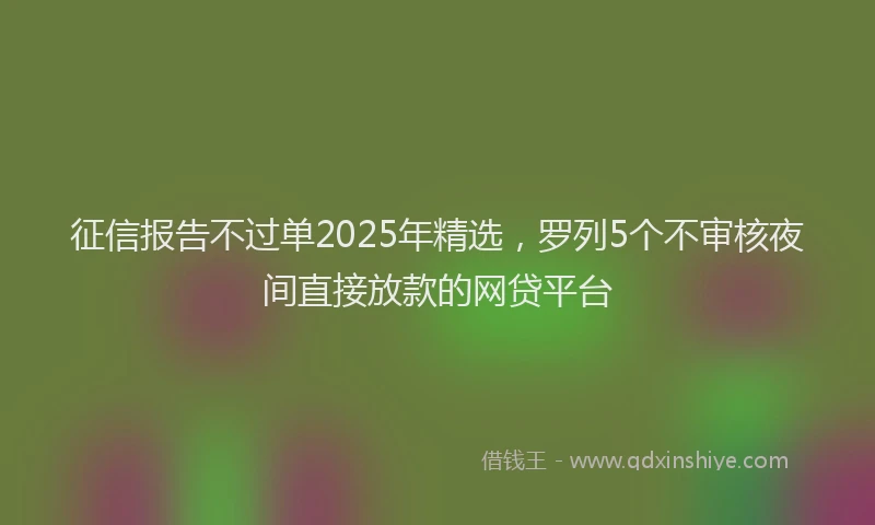 征信报告不过单2025年精选，罗列5个不审核夜间直接放款的网贷平台