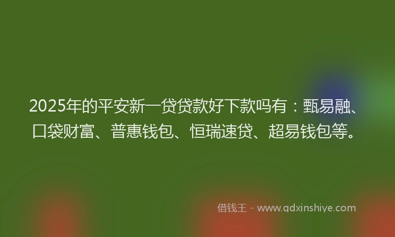 2025年的平安新一贷贷款好下款吗有：甄易融、口袋财富、普惠钱包、恒瑞速贷、超易钱包等。