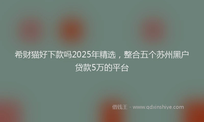 希财猫好下款吗2025年精选，整合五个苏州黑户贷款5万的平台