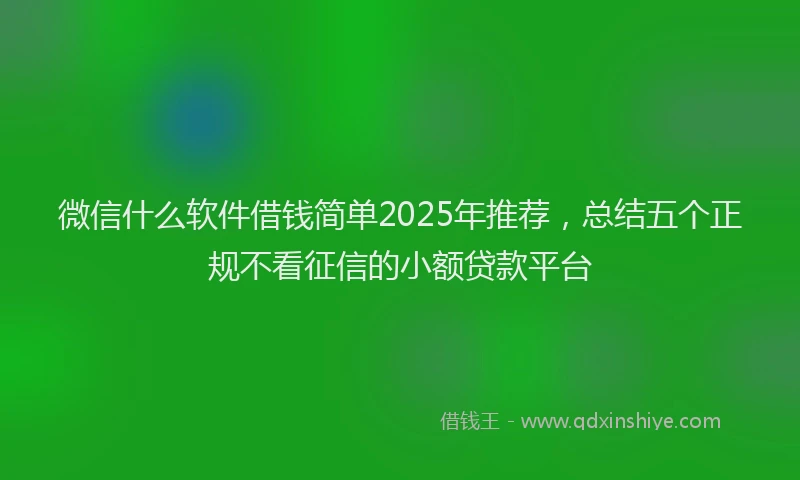 微信什么软件借钱简单2025年推荐，总结五个正规不看征信的小额贷款平台
