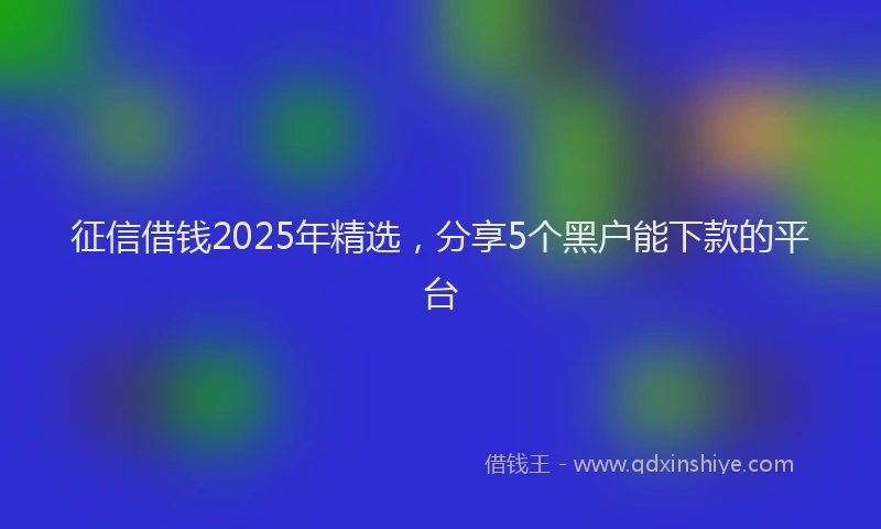 征信借钱2025年精选，分享5个黑户能下款的平台