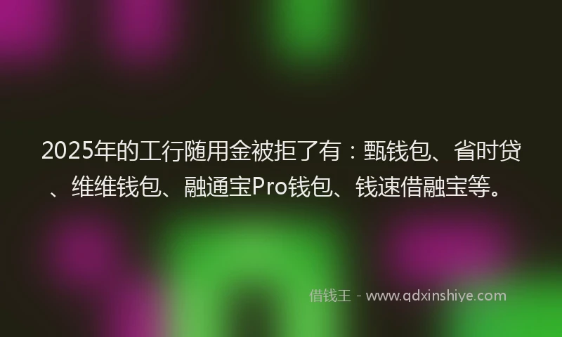 2025年的工行随用金被拒了有：甄钱包、省时贷、维维钱包、融通宝Pro钱包、钱速借融宝等。