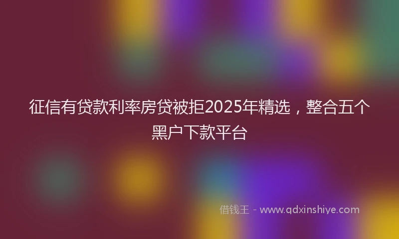 征信有贷款利率房贷被拒2025年精选，整合五个黑户下款平台