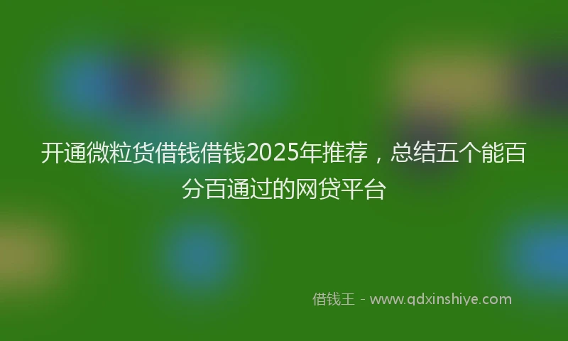 开通微粒货借钱借钱2025年推荐，总结五个能百分百通过的网贷平台