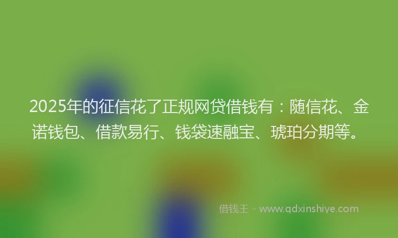 2025年的征信花了正规网贷借钱有：随信花、金诺钱包、借款易行、钱袋速融宝、琥珀分期等。