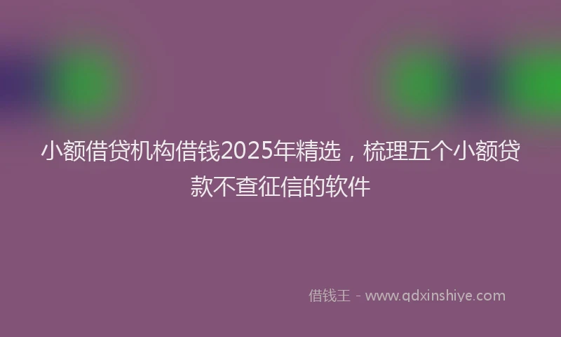 小额借贷机构借钱2025年精选，梳理五个小额贷款不查征信的软件