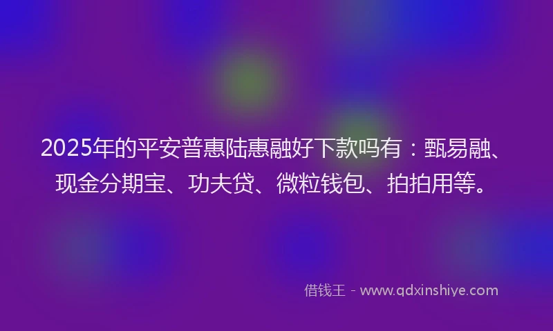 2025年的平安普惠陆惠融好下款吗有：甄易融、现金分期宝、功夫贷、微粒钱包、拍拍用等。